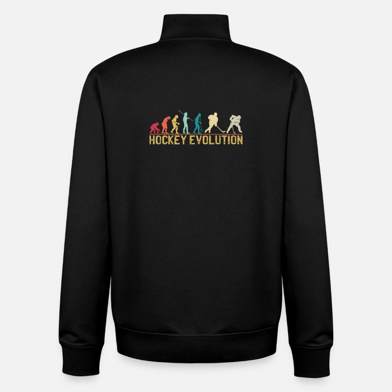 Hockey Evolution Silhouette Design - Unisex Organic Zip Sweatshirt by Stanley/Stella - black