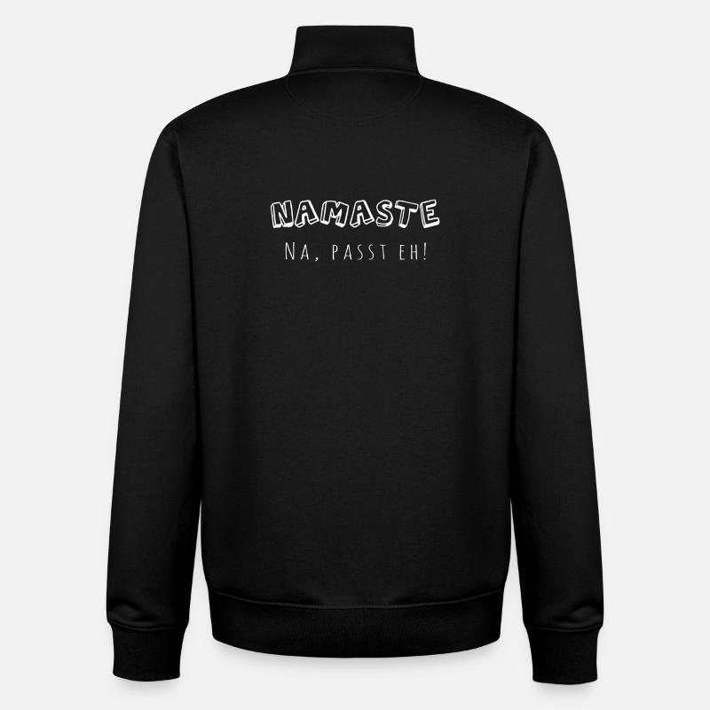 Namaste - na, passt eh! - Unisex Organic Zip Sweatshirt von Stanley/Stella - Schwarz