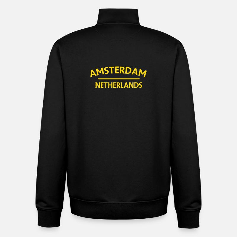Amsterdam – Netherlands Textdesign - Unisex Organic Zip Sweatshirt by Stanley/Stella - black