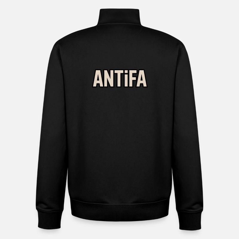 Antifa - Produits dérivés antifascistes - Sweat zippé unisexe en coton bio Stanley/Stella - noir