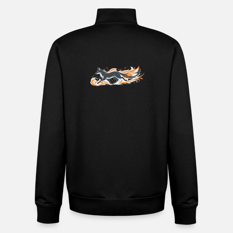 Flaming fox in fire flight - Unisex Organic Zip Sweatshirt by Stanley/Stella - black