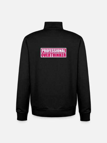 Professional Overthinker Funny Brooding Anxiety Logo - Unisex Organic Zip Sweatshirt by Stanley/Stella - black