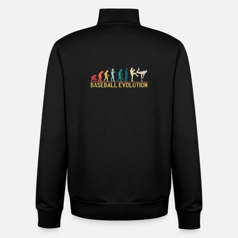 Illustration de l’évolution du baseball - Sweat zippé unisexe en coton bio Stanley/Stella - noir