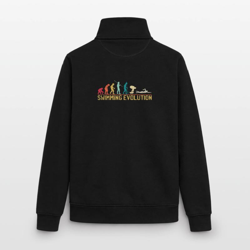 Swimming Evolution Progress Illustration Unisex Organic Zip Sweatshirt by Stanley/Stella