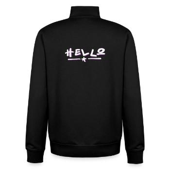 Hello lettering with color gradient - Unisex Organic Zip Sweatshirt by Stanley/Stella - black - Back - AI Model Male 185 light (185cm)