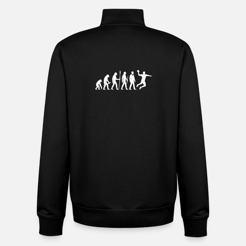 L’évolution du handball - Sweat zippé unisexe en coton bio Stanley/Stella - noir