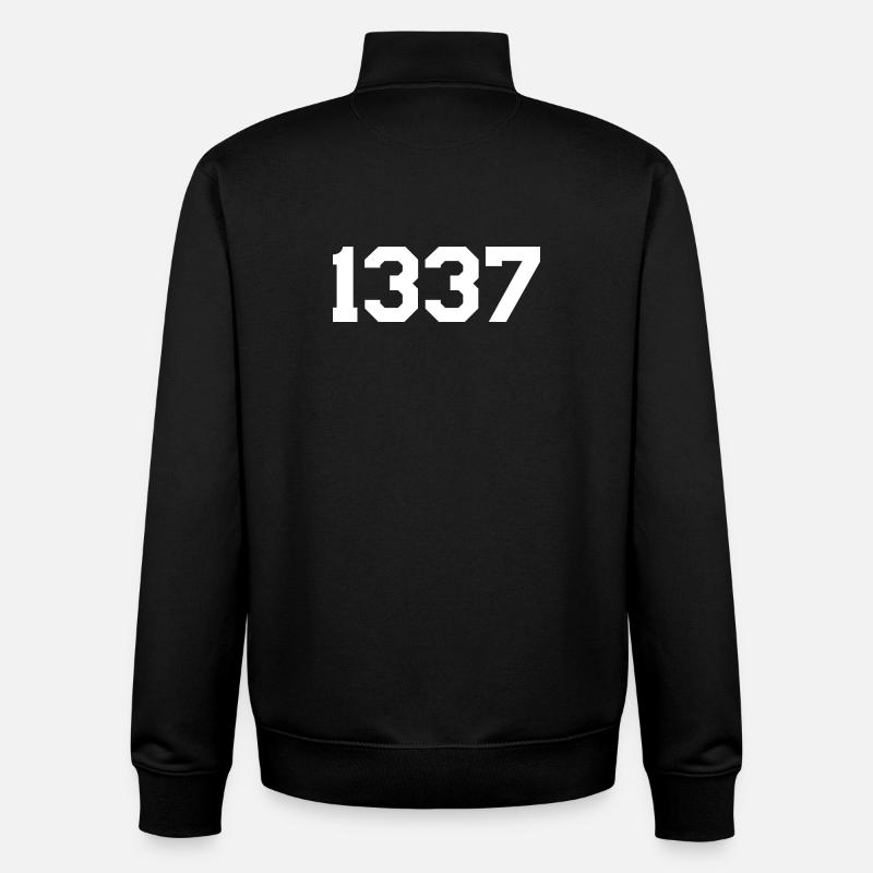 1337 – Conception de texte blanc - Sweat zippé unisexe en coton bio Stanley/Stella - noir