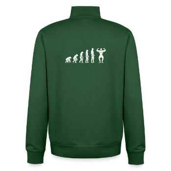 Evolution to Bodybuilder – Fitness Motivation - Unisex Organic Zip Sweatshirt by Stanley/Stella - bottle green - Back - AI Model Male 185 dark (185cm)
