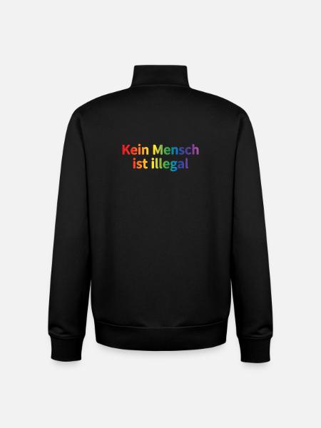 No One Is Illegal Rainbow - Unisex Organic Zip Sweatshirt by Stanley/Stella - black