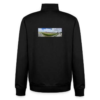 Panoramafeld mit Graben und Blumen - Unisex Organic Zip Sweatshirt von Stanley/Stella - Schwarz - Hinten - AI Model Male 185 light (185cm)