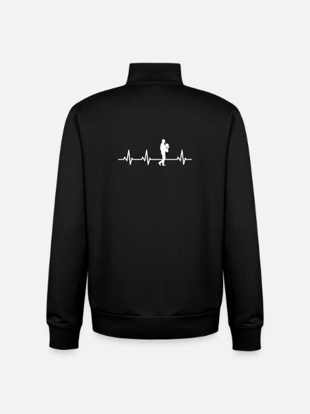 French horn player heartline - Unisex Organic Zip Sweatshirt by Stanley/Stella - black