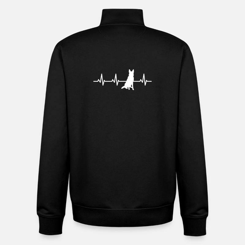 German Shepherd ECG Heartline - Unisex Organic Zip Sweatshirt by Stanley/Stella - black