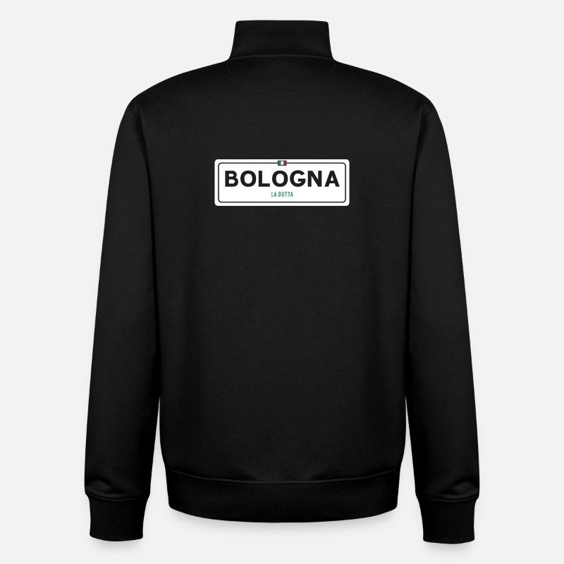 Panneau toponymique de Bologne - Sweat zippé unisexe en coton bio Stanley/Stella - noir