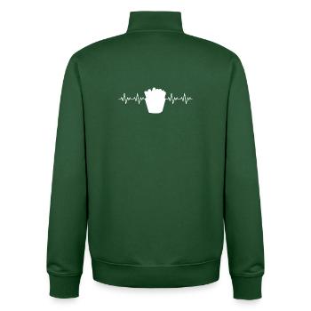 French Fries Fries Fries Fries ECG Heartbeat - Unisex Organic Zip Sweatshirt by Stanley/Stella - bottle green - Back - AI Model Male 185 dark (185cm)