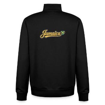 Jamaika-Schrift mit Flaggenherz - Unisex Organic Zip Sweatshirt von Stanley/Stella - Schwarz - Hinten - AI Model Male 185 light (185cm)