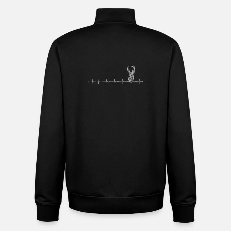 Geometric Deer Heartbeat - Unisex Organic Zip Sweatshirt by Stanley/Stella - black