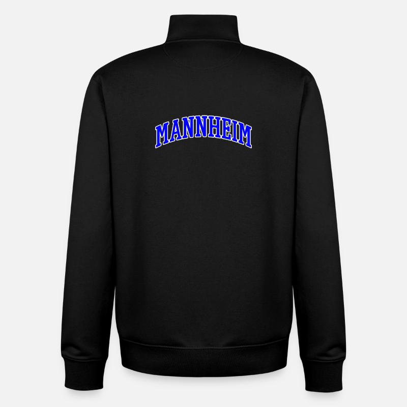 Lettrage Mannheim Bleu Blanc - Sweat zippé unisexe en coton bio Stanley/Stella - noir