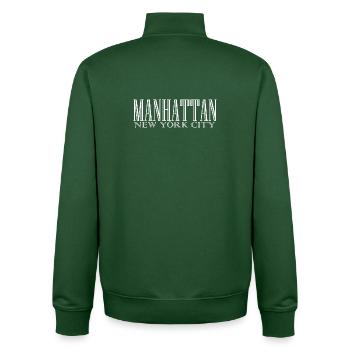 Manhattan Skyline Silhouette Print - Unisex Organic Zip Sweatshirt by Stanley/Stella - bottle green - Back - AI Model Male 185 dark (185cm)