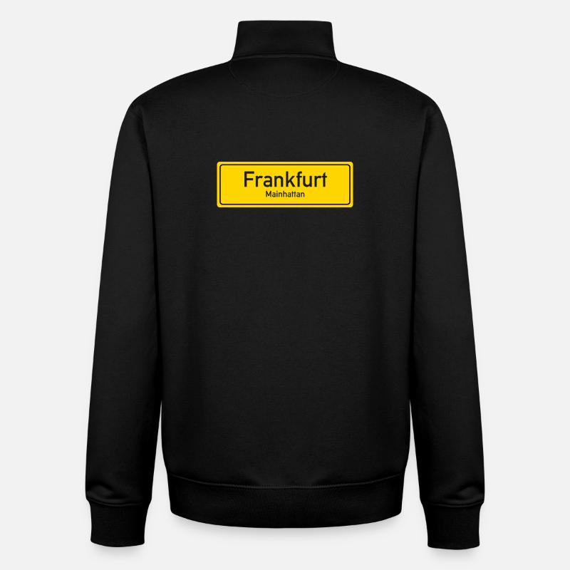 Frankfurt place name sign Germany - Unisex Organic Zip Sweatshirt by Stanley/Stella - black