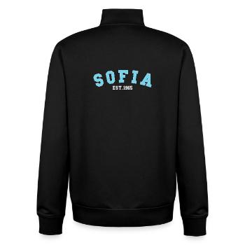 Sofia_Est_1965 - Unisex Organic Zip Sweatshirt von Stanley/Stella - Schwarz - Hinten - AI Model Male 185 light (185cm)