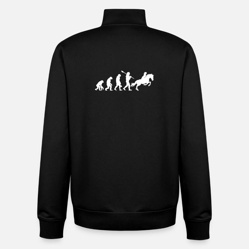 Évolution des courses hippiques : l’équitation drôle - Sweat zippé unisexe en coton bio Stanley/Stella - noir