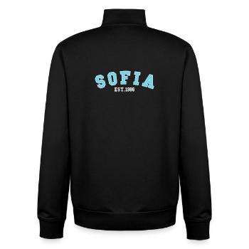 Sofia gegründet 1986 - Unisex Organic Zip Sweatshirt von Stanley/Stella - Schwarz - Hinten - AI Model Male 185 light (185cm)