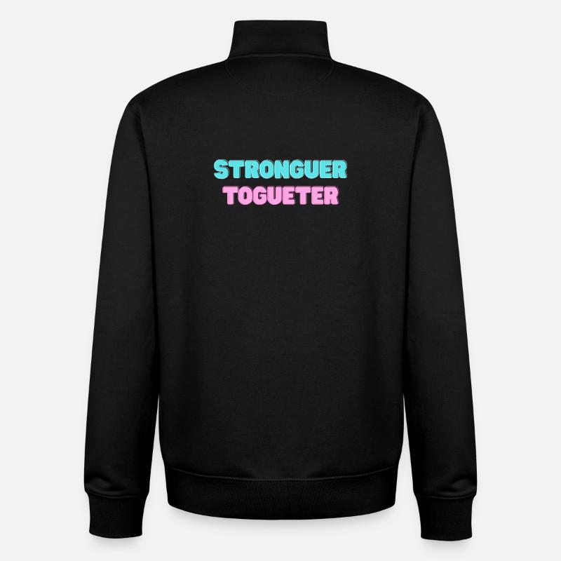 STRONGER_TOGUETER - Sweat zippé unisexe en coton bio Stanley/Stella - noir