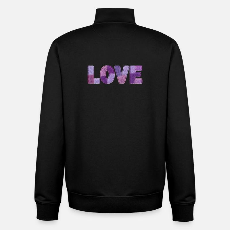 Patchwork Love – Impression tendance - Sweat zippé unisexe en coton bio Stanley/Stella - noir