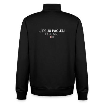 J’PEUX PAS, J’AI FLEMME. | Humour - Sweat zippé unisexe en coton bio Stanley/Stella - noir - Dos - AI Model Male 185 light (185cm)