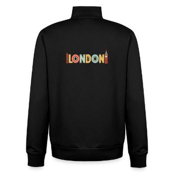 Mehrfarbiges Retro-London - Unisex Organic Zip Sweatshirt von Stanley/Stella - Schwarz - Hinten - AI Model Male 185 light (185cm)