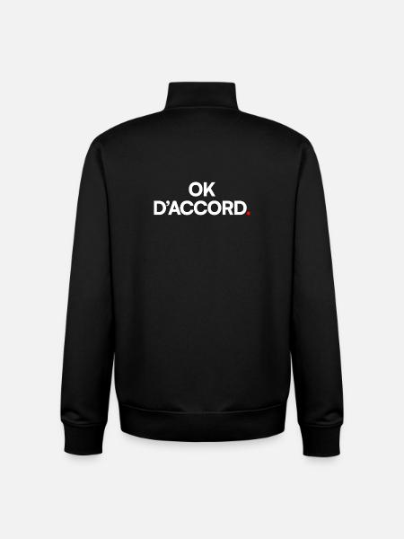 OK OKAY | Minimal humor expression - Unisex Organic Zip Sweatshirt by Stanley/Stella - black