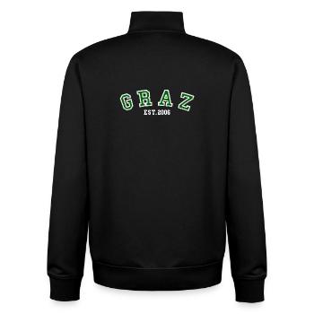 Graz fondée en 2006 - Sweat zippé unisexe en coton bio Stanley/Stella - noir - Dos - AI Model Male 185 light (185cm)