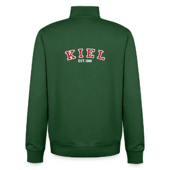 Kiel Fondé en 1986 - Sweat zippé unisexe en coton bio Stanley/Stella - vert bouteille - Dos - AI Model Male 185 dark (185cm)