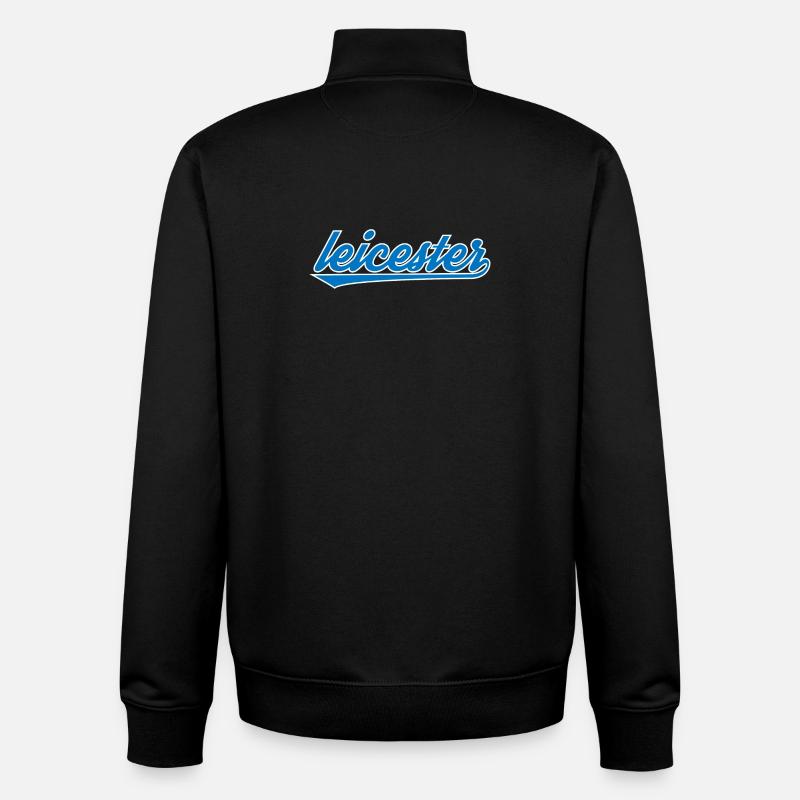 Leicester Blau Script Design - Unisex Organic Zip Sweatshirt von Stanley/Stella - Schwarz