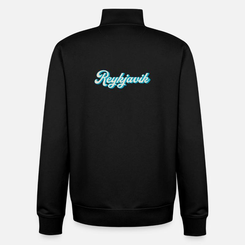 Reykjavik Neon Script - Unisex Organic Zip Sweatshirt by Stanley/Stella - black