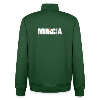 Murcia Spain Distressed Text - Unisex Organic Zip Sweatshirt by Stanley/Stella - bottle green - Back - AI Model Male 185 dark (185cm)