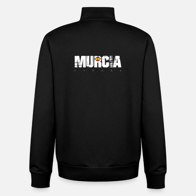 Murcia Spain Distressed Text - Unisex Organic Zip Sweatshirt by Stanley/Stella - black