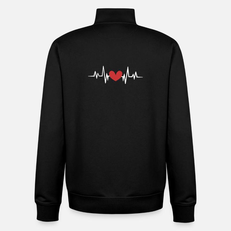 Herz herzschlag - Unisex Organic Zip Sweatshirt von Stanley/Stella - Schwarz