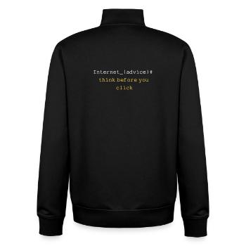 THINK BEFORE YOU CLICK - Sweat zippé unisexe en coton bio Stanley/Stella - noir - Dos - AI Model Male 185 light (185cm)