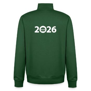 Burgers 2026, hamburgers 2026, fast food 2026 - Unisex Organic Zip Sweatshirt by Stanley/Stella - bottle green - Back - AI Model Male 185 dark (185cm)
