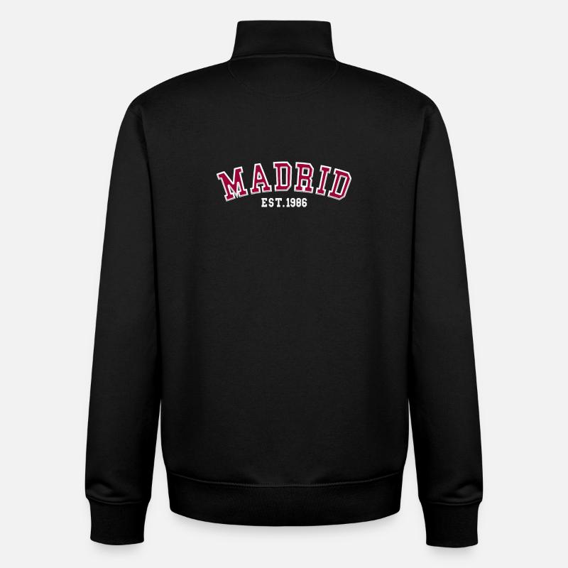 Madrid Fondée en 1986 - Sweat zippé unisexe en coton bio Stanley/Stella - noir