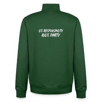 0% Verantwortung 100% Party - Unisex Organic Zip Sweatshirt von Stanley/Stella - Flaschengrün - Hinten - AI Model Male 185 dark (185cm)
