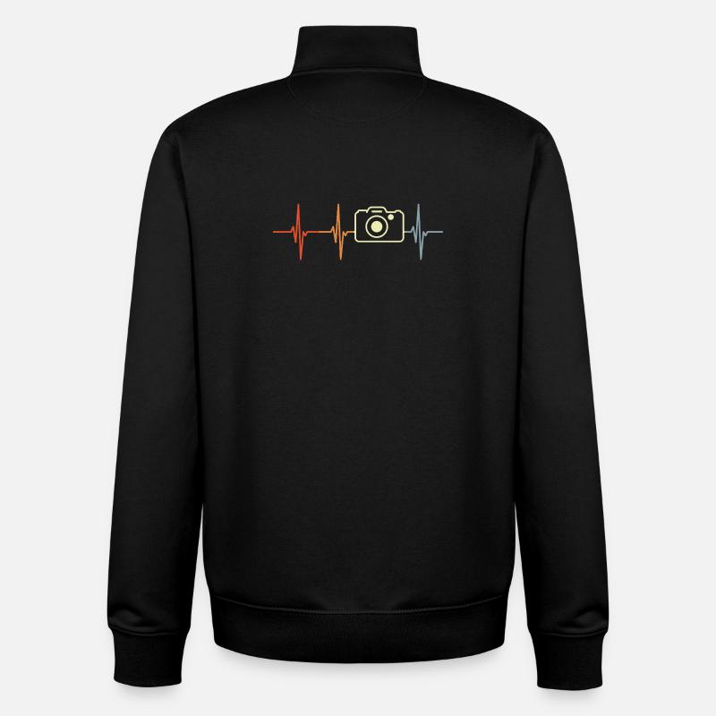 Photographie Cardiogramme Rétro Look - Sweat zippé unisexe en coton bio Stanley/Stella - noir