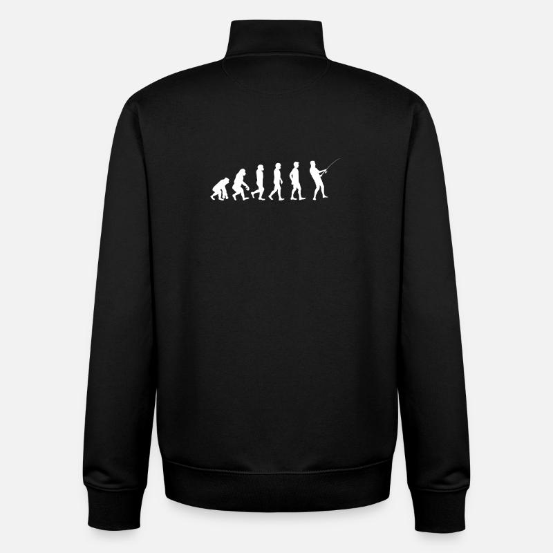 Evolution to Fishing Silhouette - Unisex Organic Zip Sweatshirt by Stanley/Stella - black