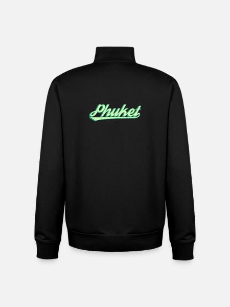 Phuket Retro Coastal Script - Unisex Organic Zip Sweatshirt by Stanley/Stella - black