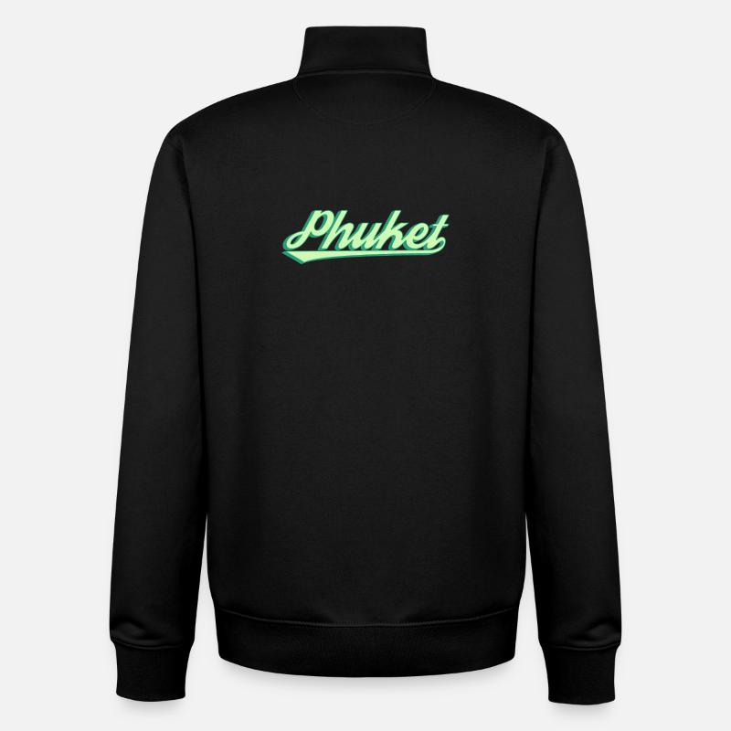 Phuket Retro Küstenscript - Unisex Organic Zip Sweatshirt von Stanley/Stella - Schwarz