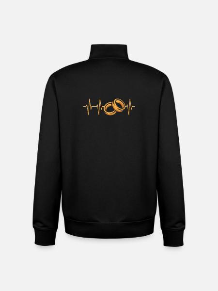 Wedding Rings Heartbeat Illustration - Unisex Organic Zip Sweatshirt by Stanley/Stella - black