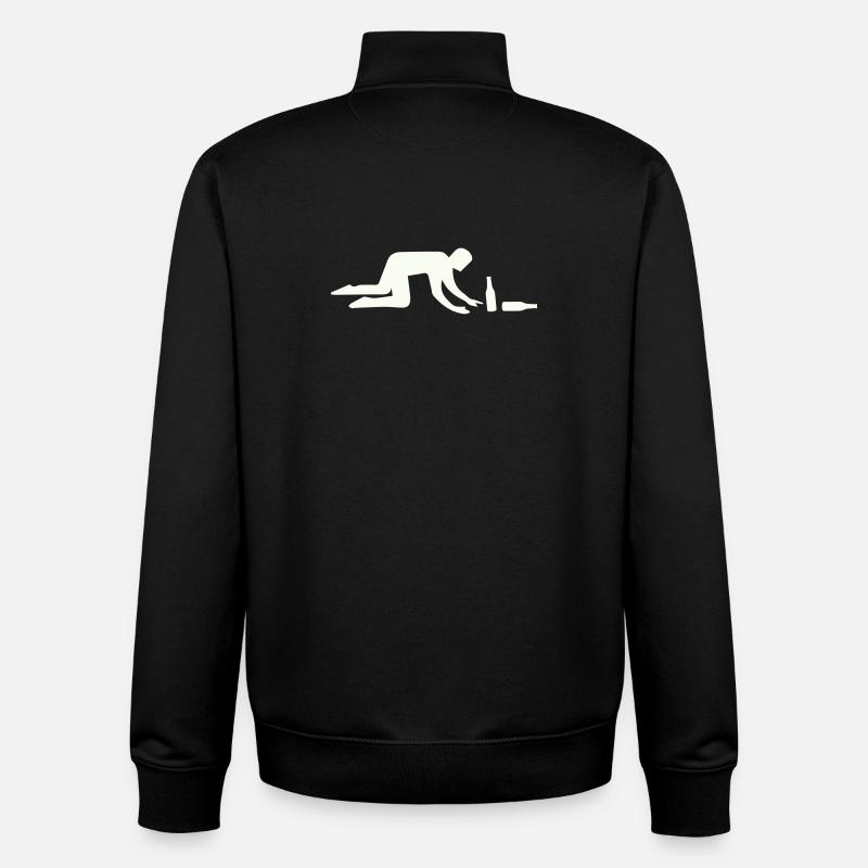 Drunkard silhouette with bottle - Unisex Organic Zip Sweatshirt by Stanley/Stella - black