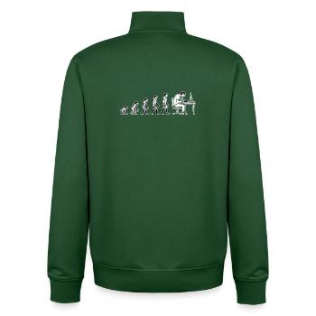Evolution ends at the computer – Humor Design - Unisex Organic Zip Sweatshirt by Stanley/Stella - bottle green - Back - AI Model Male 185 dark (185cm)