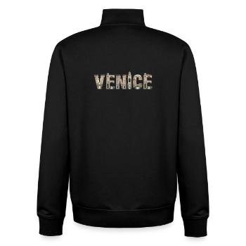 Venice Typografie mit historischer Architektur - Unisex Organic Zip Sweatshirt von Stanley/Stella - Schwarz - Hinten - AI Model Male 185 light (185cm)